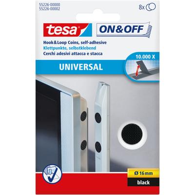 Tesa - On & Off selbstklebende Klettpunkte, schwarz, Ø16 mm, 8 Stück Image