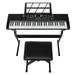 Fithood Glarry GEP-110 61 Key Keyboard with Piano Stand Piano Bench Built In Speakers Headphone Microphone Music Rest LED Screen 3 Teaching Modes for Beginners