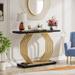 Modern Gold Console Table, Faux Marble Entryway Table Sofa Table, 40 Inch Modern Accent Table for Living Room