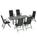 Outsunny 7pc Patio Dining Set Expandable Table 6 Folding Chairs Black