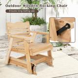 Costway Patio Outdoor Wood Slat Rocking Chair Porch Rocker Curved Seat