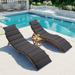 3PCS Patio Furinture Set Outdoor Chaise Lounge Chair with Removable Cushions 2 Pack PE Rattan Adjustable Chaise Lounger with Foldable Coffee Table Sofa Bed Sun Bed for Poolside Garden Balcony