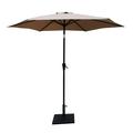 8.8 feet Outdoor Patio Umbrella Outdoor Table Market Umbrella with 42 Pound Square Resin Umbrella Base Push Button Tilt and Crank lift Large Sun Umbrella for Garden Lawn Backyard Pool Taupe