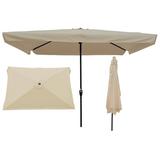 10 x 6.5ft Rectangular Patio Umbrella Outdoor Umbrella with Crank and Push Button Tilt Adjustment Table Market Umbrella with Steel Pole and Polyester Canopy for Garden Deck Backyard Pool Tan