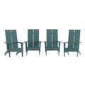 Flash Furniture Set of 4 Sawyer Commercial Modern 2-Slat Back Adirondack Chairs - Sea Foam All-Weather Poly Resin Lounge Chairs