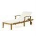 Afuera Living Outdoor Teak Chaise Lounge with Cream Water Resistant Cushion