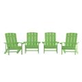 Flash Furniture Charlestown Poly Resin Adirondack Chair - Lime Green - All Weather - Indoor/Outdoor - Set of 4