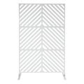 FETCOI Modern Outdoor Decorative Privacy Screen Metal Panel+Stand Stripes/Grid/Cross (Striped-White)