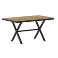 Flash Furniture Finch Commercial Grade X-Frame Outdoor Dining Table 59 x 35.5 with Faux Teak Poly Slats and Metal Frame Natural/Gray