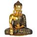 Exotic India Lord Buddha Wearing a Carved Robe Brass Statue Multi Color