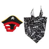 1 Set of Halloween Pet Costume Cat Pirate Cosplay Hat Triangular Scarf Kit for Party