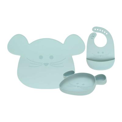 LÄSSIG - Little Chums Silikon Geschirrset mit Lätzchen 3er Set 1 ct