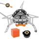 5800W Camping Gas Stove Windproof Mini Propane Burner with Adapter Portable Camping Stoves Lightweight Foldable Backpacking Stove with 3 Burners for Outdoor Camping Hiking Picnic