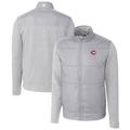 Men's Cutter & Buck Gray Cincinnati Reds Stealth Hybrid Quilted Full-Zip Windbreaker Jacket