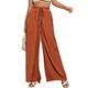 YAMAL Wide Leg Trousers,Women'S Elastic High Waist Lace Up Palazzo Pants Multicolor Wide Leg Trousers With Pocket Loose Joggers Yoga Pants Casual Comfortable Sports Trousers, Burnt Orange,Xxl