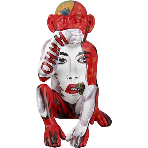 „Tierfigur CASABLANCA BY GILDE „“Skulptur Monkey““ Dekofiguren Gr. B/H/T: 28 cm x 39 cm x 25 cm, rot Tierfiguren“