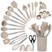 AIRPJ 28 - Piece Cooking Spoon Set w/ Utensil Crock Stainless Steel/Silicone in Brown/Gray | Wayfair US-CU-46