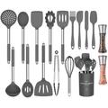 AIRPJ 17 -Piece Cooking Spoon Set w/ Utensil Crock Stainless Steel/Silicone in Gray | Wayfair US-CUSP-11