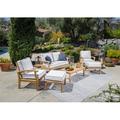 Tortuga Outdoor 6 Piece Teak Sofa Seating Group w/ Sunbrella Cushions Wood/Natural Hardwoods/Teak in White | 37 H x 51.5 W x 33 D in | Wayfair