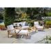 Tortuga Outdoor 6 Piece Teak Sofa Seating Group w/ Sunbrella Cushions Wood/Natural Hardwoods/Teak in White | 37 H x 51.5 W x 33 D in | Wayfair