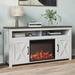 Gracie Oaks Claycomo TV Stand for TVs up to 65" w/ Electric Fireplace Included Wood in White | Wayfair 298E751CC9924223ABAF764D1E6501C6