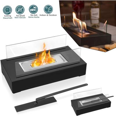AUFUN Bioethanol Kamin Feuerschale Tischkamin, Tischfeuer mit Sicherheitsglas & Flammenlöscher für Image
