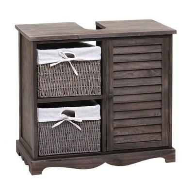 HHG - Waschbeckenunterschrank 672, Badezimmer Waschtisch, Massiv-Holz Korb-Schublade 60x65x31cm