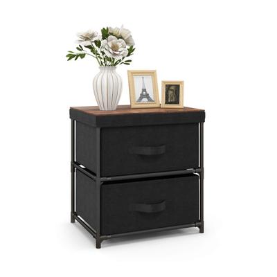 Costway 2-Drawer Nightstand with Removable Fabric ...