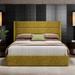Wade Logan® Bradenburg Lift Up Storage Platform Bed Upholstered/Metal/Polyester in Yellow | 44.5 H x 63.9 W x 84 D in | Wayfair