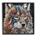 Stupell Industries Urban Wolf Graffiti Face Portrait by Jen Seeley - Floater Frame Painting on in Black/Brown/Gray | 17 H x 17 W x 1.5 D in | Wayfair