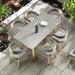 Everly Quinn Rectangular 6 - Person Outdoor Dining Set w/ Cushions Stone/Concrete in Gray | 55.12 W x 31.5 D in | Wayfair