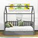 Harper Orchard Risco Twin Size House Daybed w/ Trundle, Fence-shaped Guardrail Wood in Gray | 70.4 H x 38.5 W x 74.8 D in | Wayfair