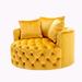 Barrel Chair - Rosdorf Park Jonnika 42.9 inches Wide Tufted Swivel Barrel Chair Velvet/Fabric in Yellow | 25.1 H x 42.9 W x 41.3 D in | Wayfair