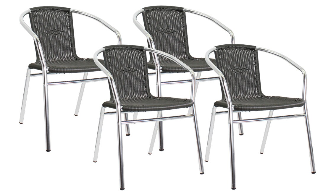 pemora 4-er Set Bistrostuhl Terrassenstuhl Balkonstuhl Aluminium Stapelstuhl Geflecht aus Neoprofil KIR anthrazit Image