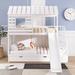 Twin Over Twin House Bunk Bed with Trundle&Slide for Kids Bedroom, Solid Wood Bedframe with Storage Staircase&Window Design