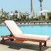 Kiawah 69 x 24 Inch Outdoor Acacia Wood Lounger with Cushion, 5-Position Back, Slide Table & Wheels, by JONATHAN Y