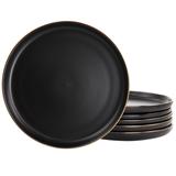 Ebony with Gold Stoneware Dinner Plate 6 Piece Set