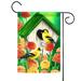 Green and Yellow Goldfinch Birdhouse Outdoor Garden Flag 18" x 12.5"