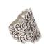 Tangled in Love,'Sterling Silver Openwork Cocktail Ring from Bali'