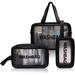 Clear Toiletry Bags Travel Makeup Bag Waterproof Cosmetic Bag Clear PU Zippered Makeup Bag Portable Toiletry Wash Bag Toiletry Organizer for Travel Women and Kids (Black)