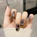 Fake Nail Style Sweet Cool Caramel Milk Card Color Finished Nail Wearing E2J3