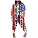 Wycnly Womens Jumpsuits Plus Size Independence Day Patriotic Long Jumpsuits Overalls with Pocket Trendy Star USA Flag Print V-Neck Short Sleeve Maxi Summer Rompers Black l
