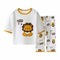 ZCFZJW Summer Toddler Kids Baby Girls Boys Two Piece Set Cute Cartoon Pattern Print Casual 3/4 Sleeve Loungewear Oufit Clothes Thin Air-conditioned Home Clothing Yellow 4-5 Years