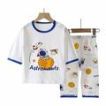 ZCFZJW Summer Toddler Kids Baby Girls Boys Two Piece Set Cute Cartoon Pattern Print Casual 3/4 Sleeve Loungewear Oufit Clothes Thin Air-conditioned Home Clothing Blue 5-6 Years