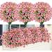 6 Bundles Artificial Summer Fall Flowers No Fade Faux Autumn Plants Fake Indoor Outdoor Greenery for Table Centerpiece Christmas Wedding Party Home Garden Fireplace Decor(Pink)