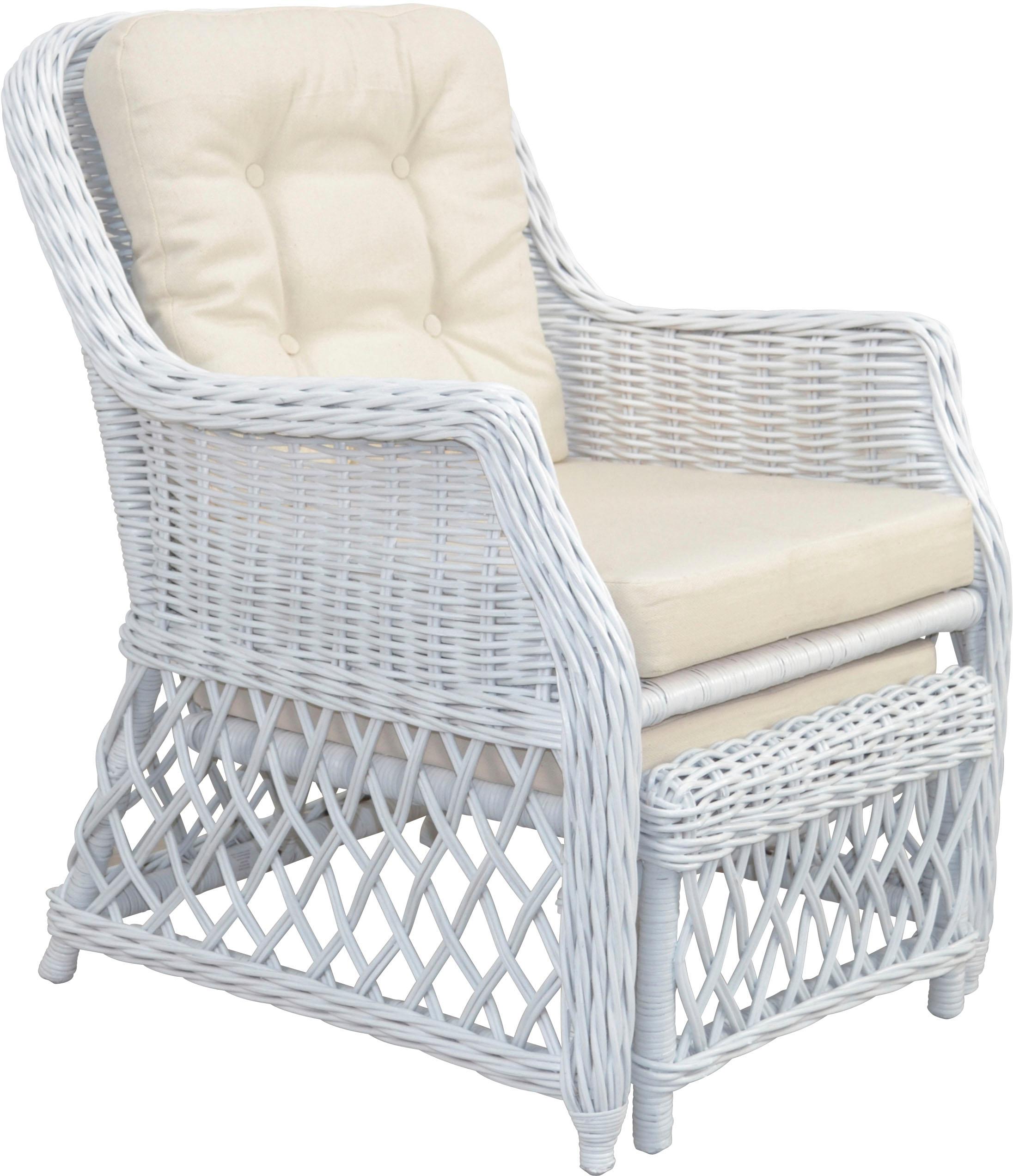 Rattanstuhl HOME AFFAIRE, weiß, B:67cm H:91cm T:75cm, Rattan, Stühle, Handarbeit, Maße (B/T/H): (67/75/91)