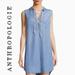 Anthropologie Dresses | Anthropologie Beachlunchlounge Stripe Lace-Up Chambray Denim Shirt Dress Euc | Color: Blue/White | Size: M