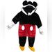 Disney Costumes | Mickey Mouse Fleece Zip Costume/Snuggle Suit | Color: Black/Red | Size: 3-6 Month
