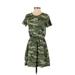 Old Navy Casual Dress - Mini Crew Neck Short sleeves: Green Camo Dresses - Women's Size Small Petite