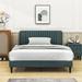 Everly Quinn Cordarian Velvet Fabric Platform Bed w/ Headboard Wood & /Upholstered/Velvet in Green | 43 H x 65 W x 85 D in | Wayfair